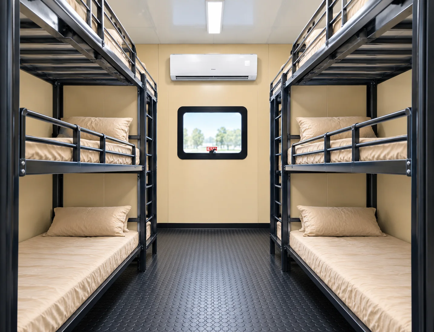 Temporary site office workspace: Command Center: Command center trailer bunk bed interior
