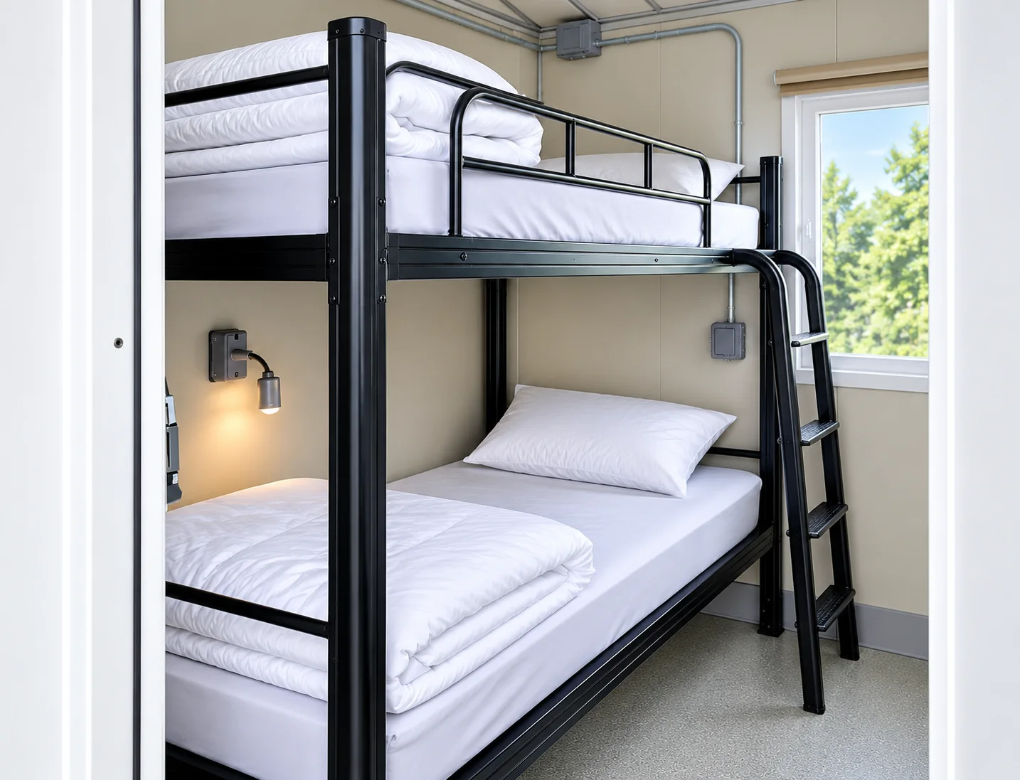 Temporary workforce accommodation: 20ft Accommodation (Contractor): 20ft accommodation unit bunk bed interior